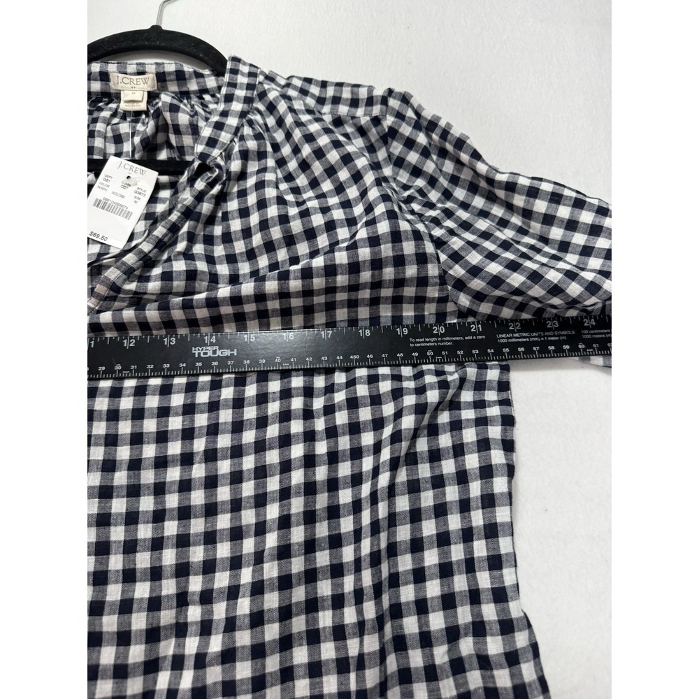 J Crew Linen Cotton Plaid Womens Top M Summer Classic Designer New - Picture 9 of 9